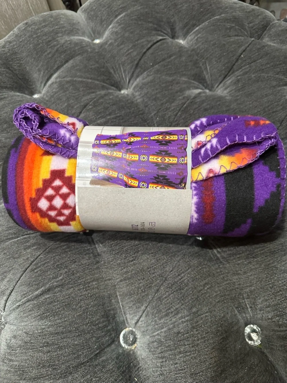 Purple Fleece Blanket - Aztec Print